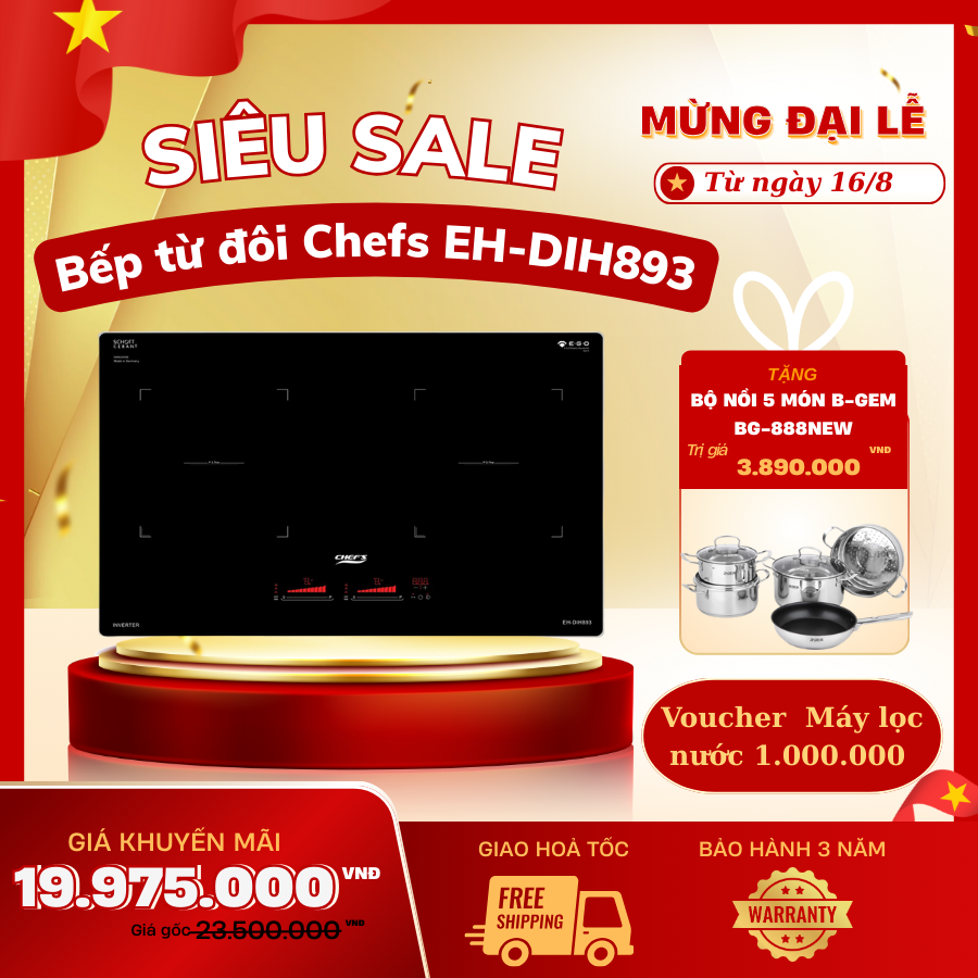 Bếp từ đôi Chefs EH-DIH893