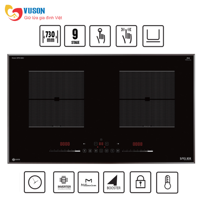 Bếp từ đôi Spelier SPM 888 V