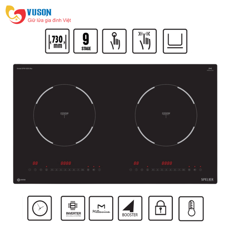 Bếp từ đôi Spelier SPM 928I PLUS
