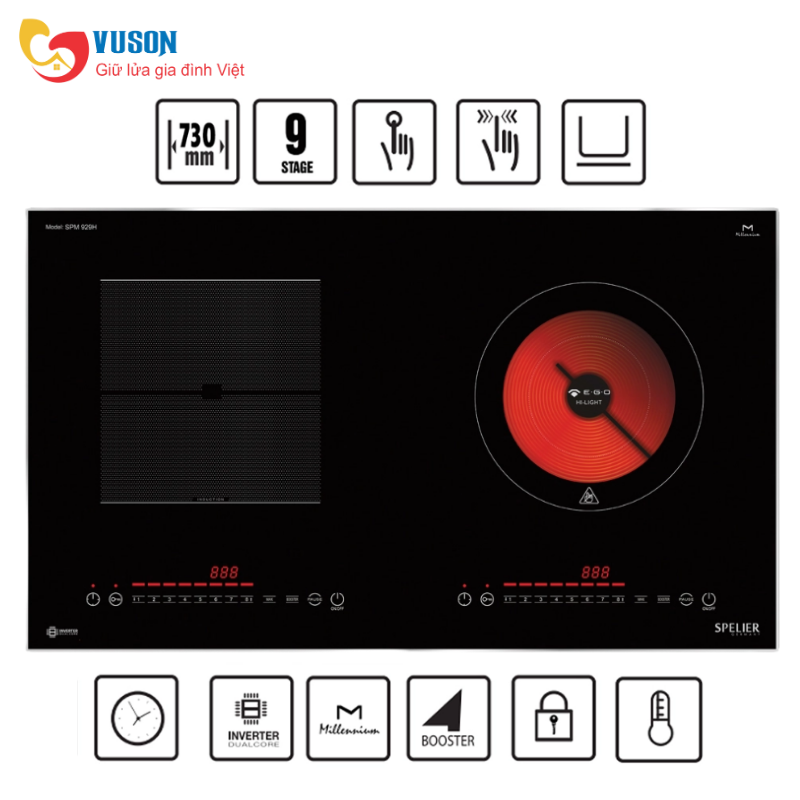 Bếp điện từ đôi Spelier SPM 929H