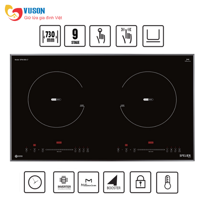 Bếp từ đôi Spelier SPM 958LT