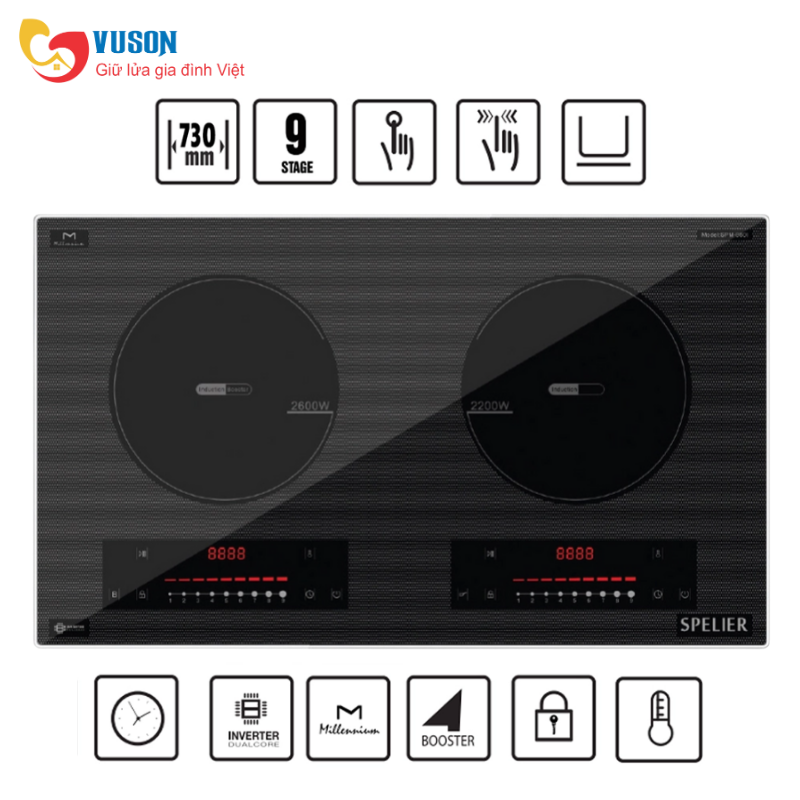 Bếp từ đôi Spelier SPM 980I PLUS