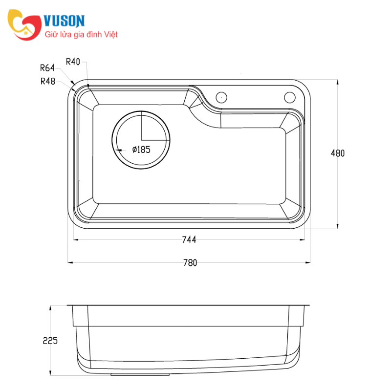 Chậu rửa bát Kluger KF7848FS-DO Basic