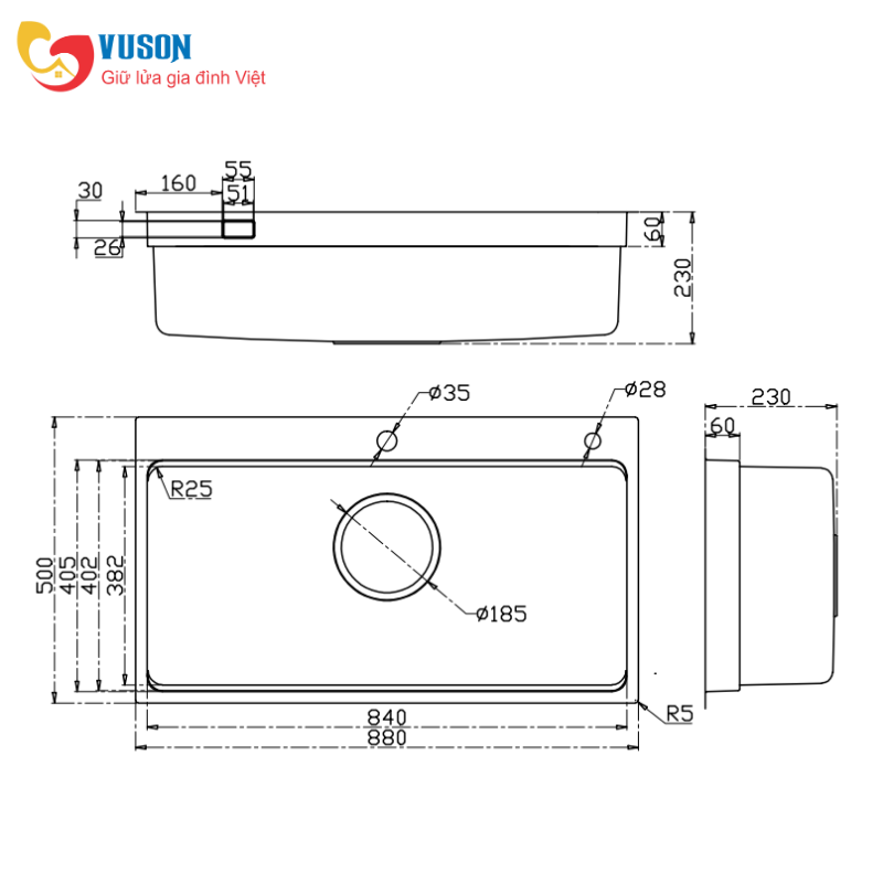 Chậu rửa Kluger KF8850FS Basic